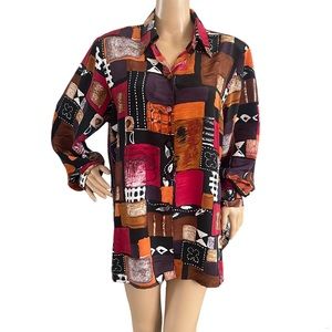 Liz Baker Button Up Blouse Printed Tunic